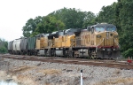 UP SB grain train parked at the west end of yard